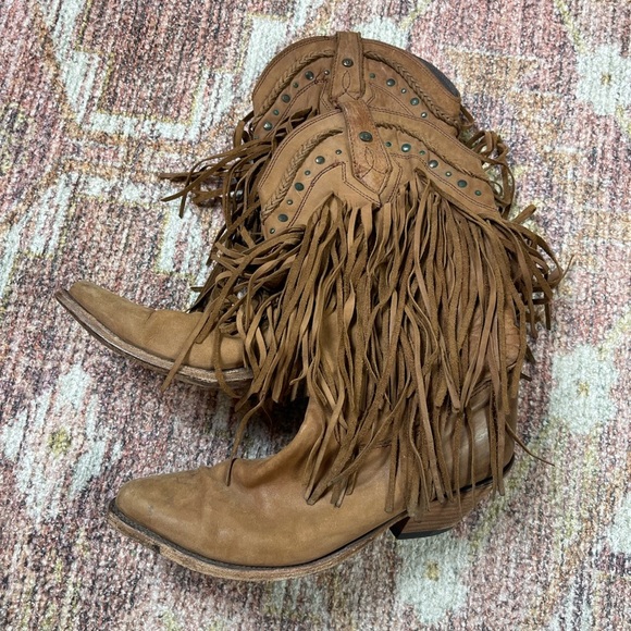 Caborca L15 Fringe Western Leather Boots Made in Mexico Womens Size 10 - Picture 1 of 9